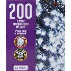 Party Delights Outdoor Decorations<200 Cold White Outdoor Led Lights - Battery Operated