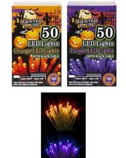 Party Delights Lights<50 Led Orange / Purple Assorted String Lights