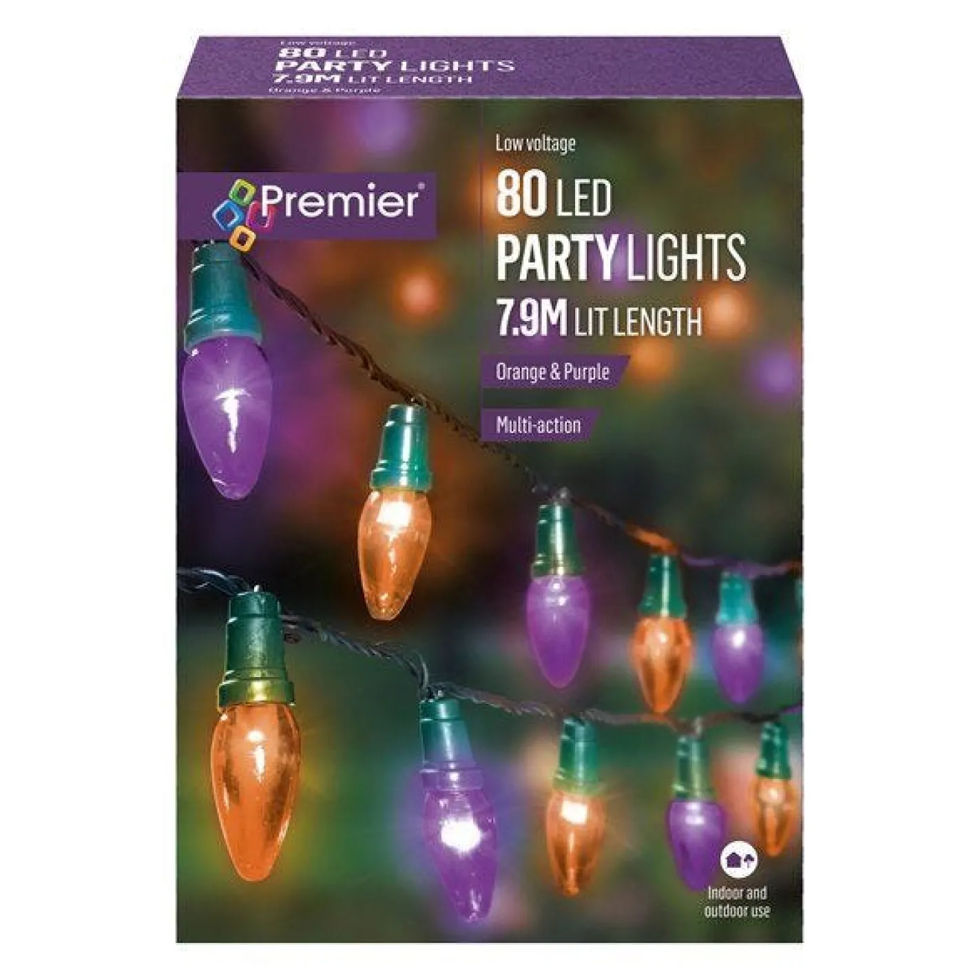 Party Delights Outdoor Decorations<80 Purple & Orange Party Lights