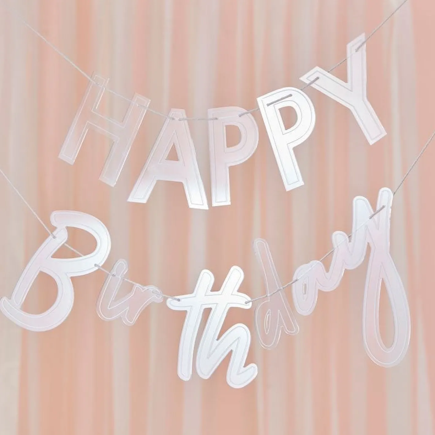 Acrylic Happy Bday Banner - 3M<Party Delights Clearance
