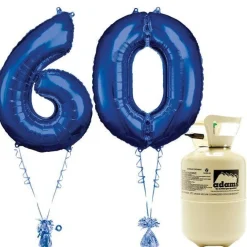 Age 60 Blue Foil Kit With Helium, Ribbon And Weights<Party Delights New