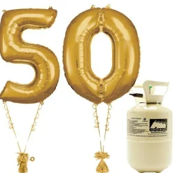 Age 50 Gold Foil Kit With Helium, Ribbon And Weights<Party Delights Best
