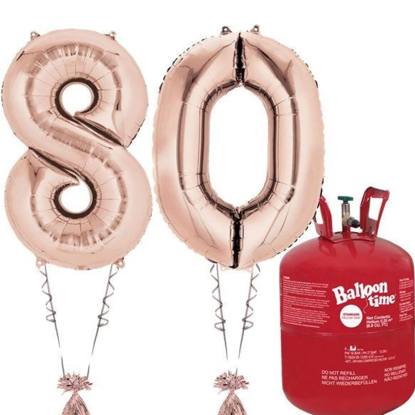 Age 80 Rose Gold Foil Kit With Helium, Ribbon And Weights<Party Delights Sale