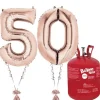 Age 50 Rose Gold Foil Kit With Helium, Ribbon And Weights<Party Delights New