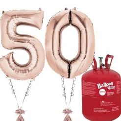 Age 50 Rose Gold Foil Kit With Helium, Ribbon And Weights<Party Delights New