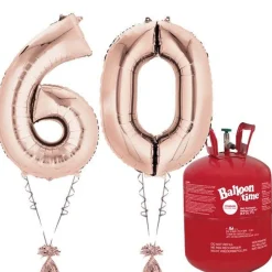 Age 60 Rose Gold Foil Kit With Helium, Ribbon And Weights<Party Delights Clearance