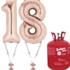 Age 18 Rose Gold Foil Kit With Helium, Ribbon And Weights<Party Delights New