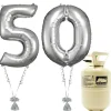 Age 50 Silver Foil Kit With Helium, Ribbon And Weights<Party Delights Online