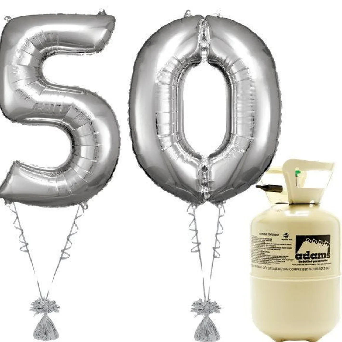 Age 50 Silver Foil Kit With Helium, Ribbon And Weights<Party Delights Online