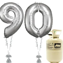Age 90 Silver Foil Kit With Helium, Ribbon And Weights<Party Delights Best