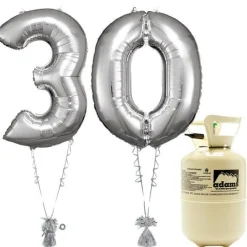 Age 30 Silver Foil Kit With Helium, Ribbon And Weights<Party Delights Clearance