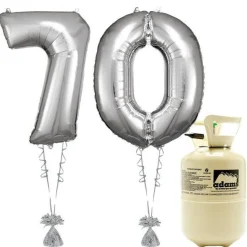 Age 70 Silver Foil Kit With Helium, Ribbon And Weights<Party Delights Outlet