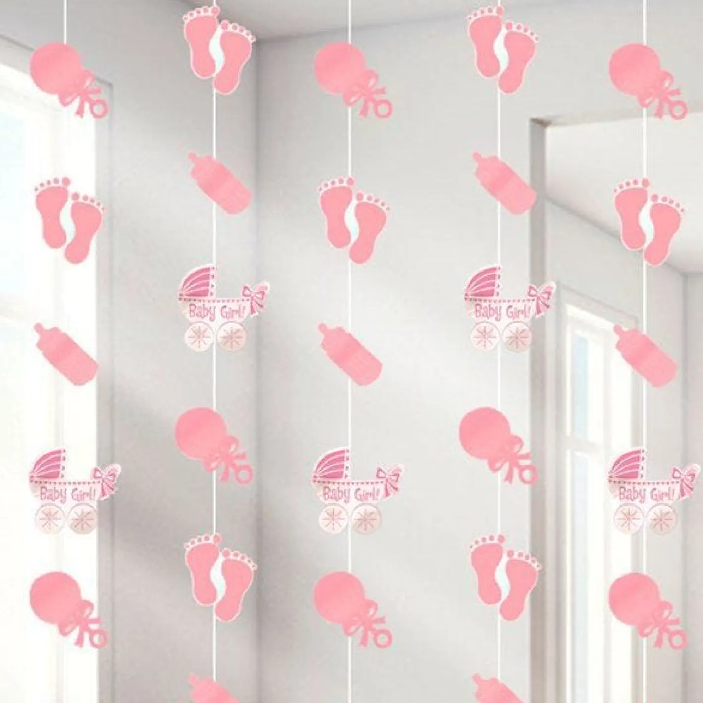 Baby Girl String Decoration (6Pk)<Party Delights Online