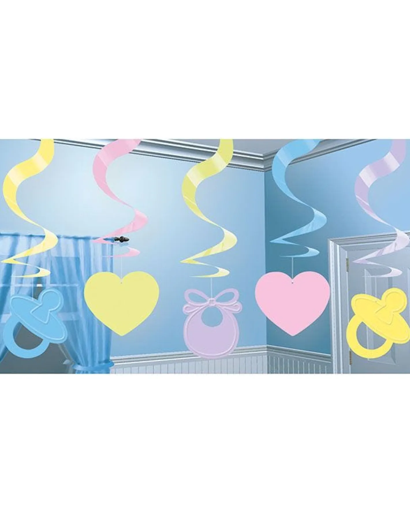 Baby Shower Hanging Swirl Decoration (5Pk)<Party Delights Hot