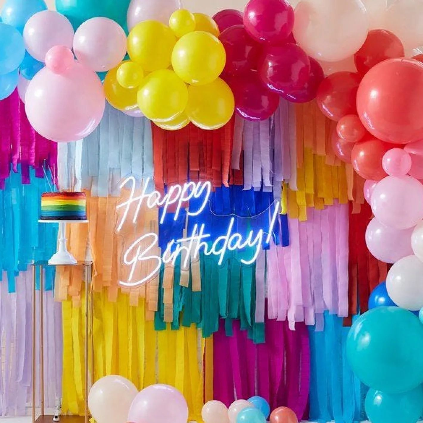 Balloon And Streamer Brights Rainbow Party Backdrop<Party Delights Clearance
