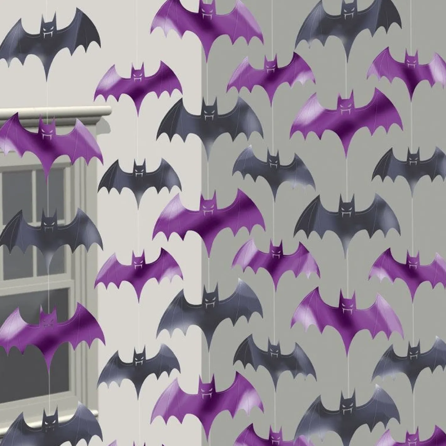 Bat String Halloween Decoration - 2M (6Pk)<Party Delights Hot