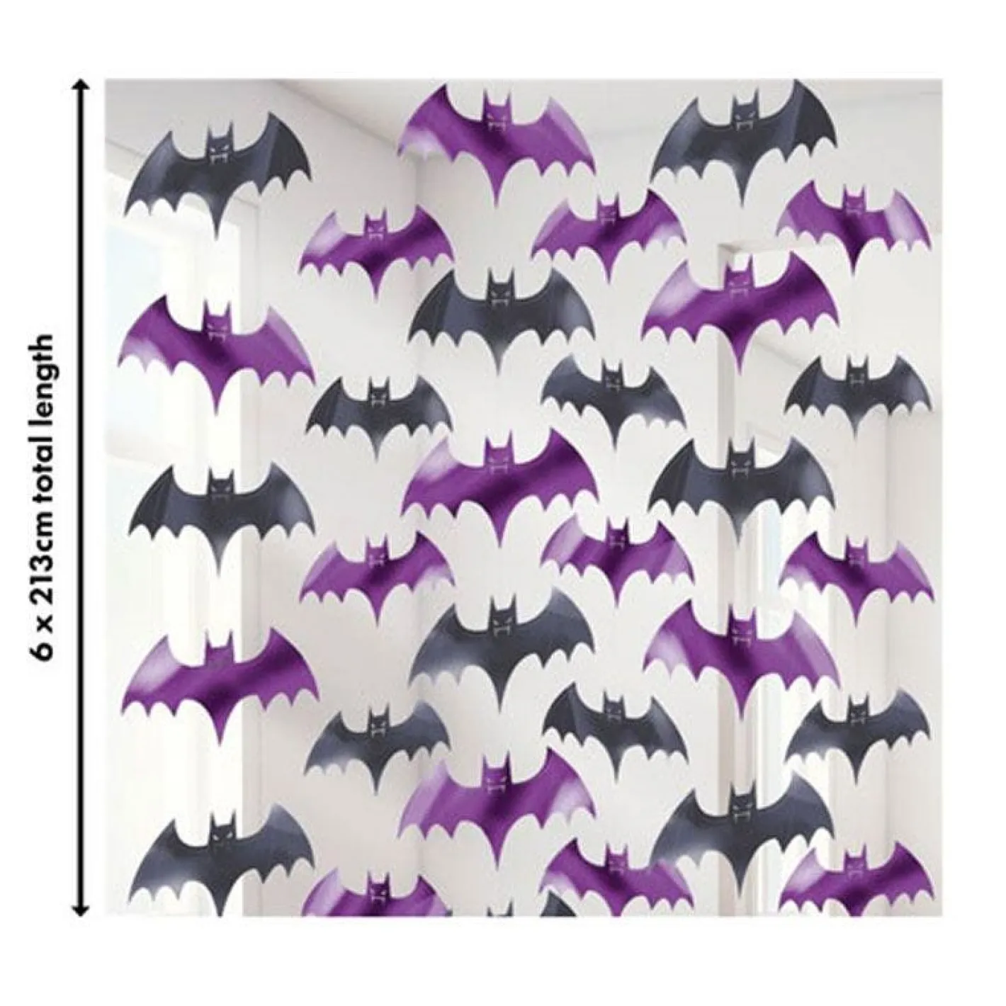 Bat String Halloween Decoration - 2M (6Pk)<Party Delights Hot