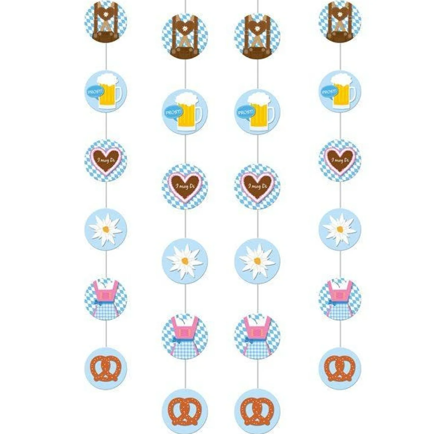 Bavarian Hanging String Decorations - 1.3M (4Pk)<Party Delights Clearance