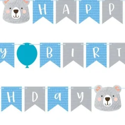 Birthday Bear Ribbon Banner With 1St Birthday Stickers - 1.9M<Party Delights Best
