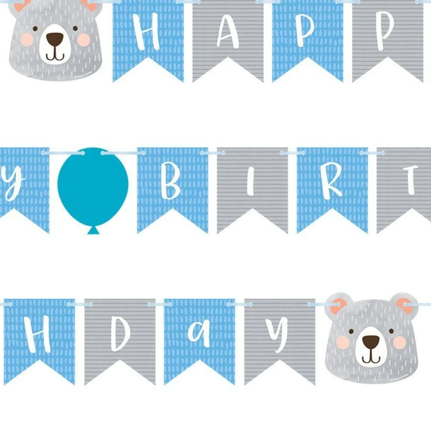 Birthday Bear Ribbon Banner With 1St Birthday Stickers - 1.9M<Party Delights Best