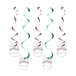 Birthday Bunny Hanging Swirl Decorations (5Pk)<Party Delights Hot