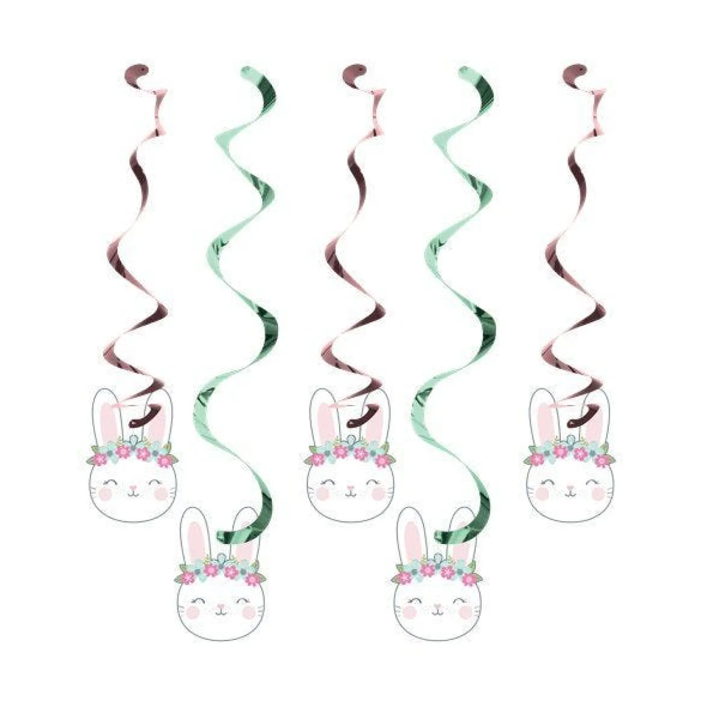 Birthday Bunny Hanging Swirl Decorations (5Pk)<Party Delights Hot