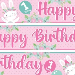 Birthday Bunny Paper Banners - 1M (3Pk)<Party Delights