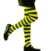 Party Delights Witches<Black & Green Striped Tights - Child 4-6 Years