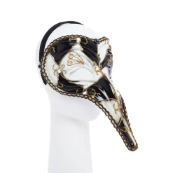 Black & White Long Nose Masquerade Mask<Party Delights
