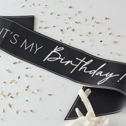 Black And Nude 'It's My Birthday' Sash<Party Delights Sale