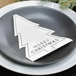 Party Delights Tableware<Black And White Merry Christmas Paper Napkins (16Pk)