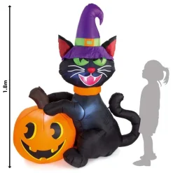 Party Delights Props<Black Cat & Pumpkin Inflatable - 1.8M
