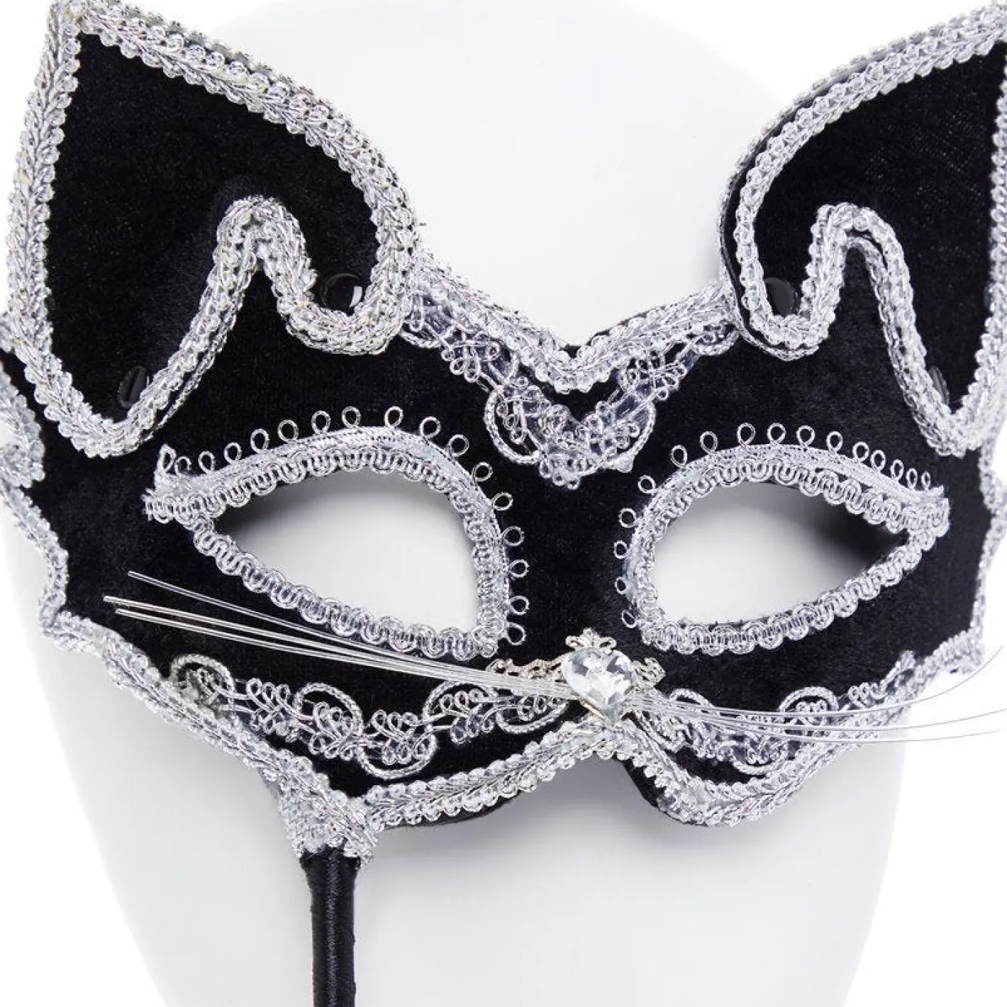 Black Cat Masquerade Mask On Stick<Party Delights Discount