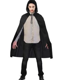 Men's Party Delights Men's<Black Hooded Cape - Adult Costume