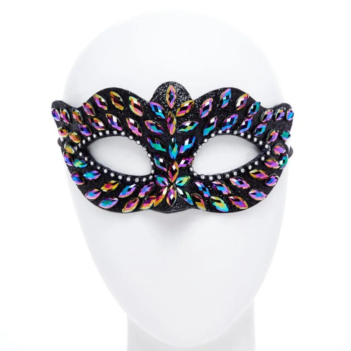 Black Masquerade Mask With Gems & Rhinestones<Party Delights Best