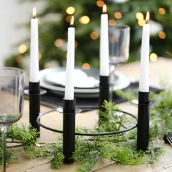 Party Delights Tableware<Black Metal Circular Candle Holder - 27.5Cm