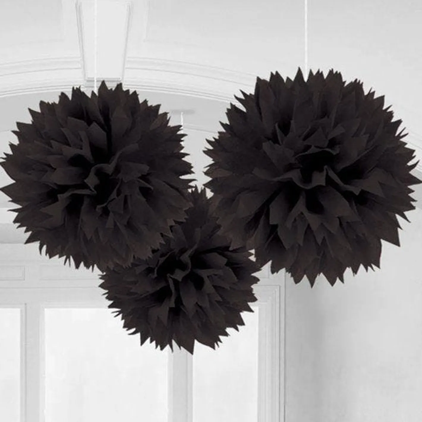 Black Pom Pom Decorations - 40Cm (3Pk)<Party Delights Best