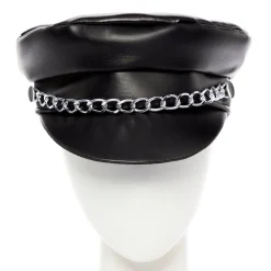 Black Punk Rock Biker Cap<Party Delights Outlet