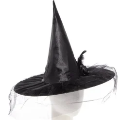 Black Witch Hat With Flower<Party Delights Online