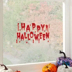 Party Delights Window & Door Decorations<Bloody Happy Halloween Gel Window Cling