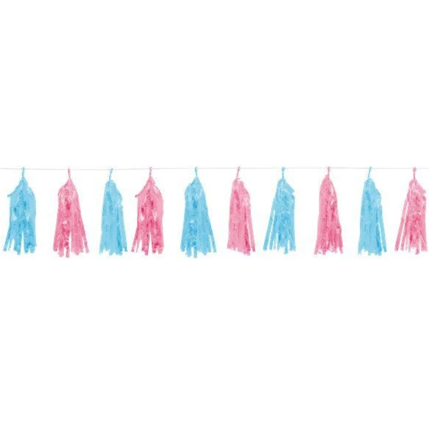 Blue & Pink Gender Reveal Foil Tassel Garland - 1.5M<Party Delights Clearance