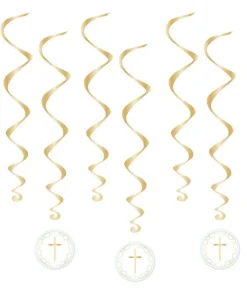 Blue Botanical Cross Swirl Decorations (6Pk)<Party Delights Discount