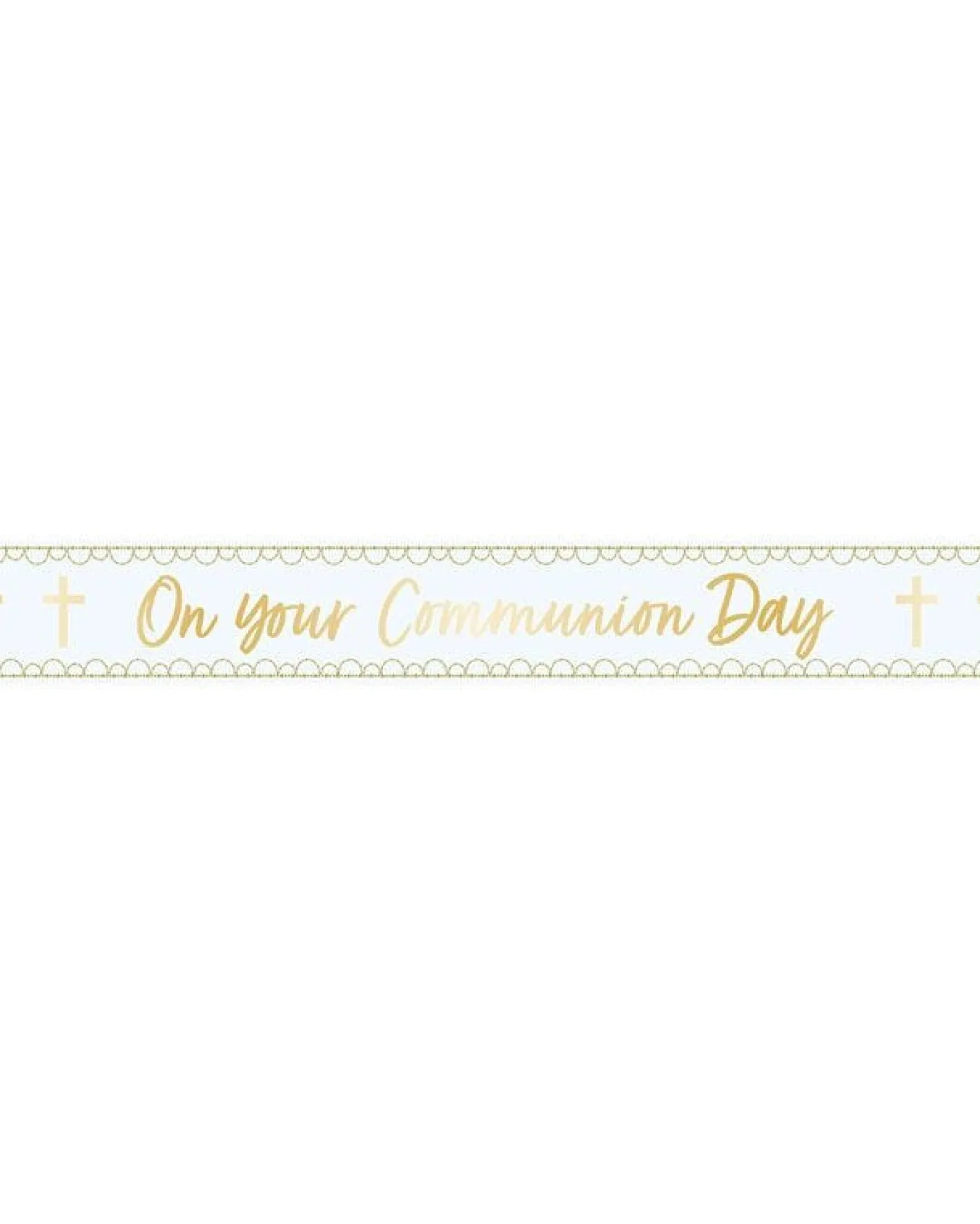 Blue Botanical 'On Your Communion Day' Foil Banner - 2.7M<Party Delights Online