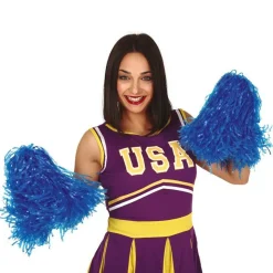 Blue Cheerleading Pom Poms - Standard<Party Delights Clearance