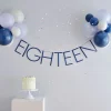 Blue Eighteen Paper Banner With Latex Balloons - 1.5M<Party Delights Best