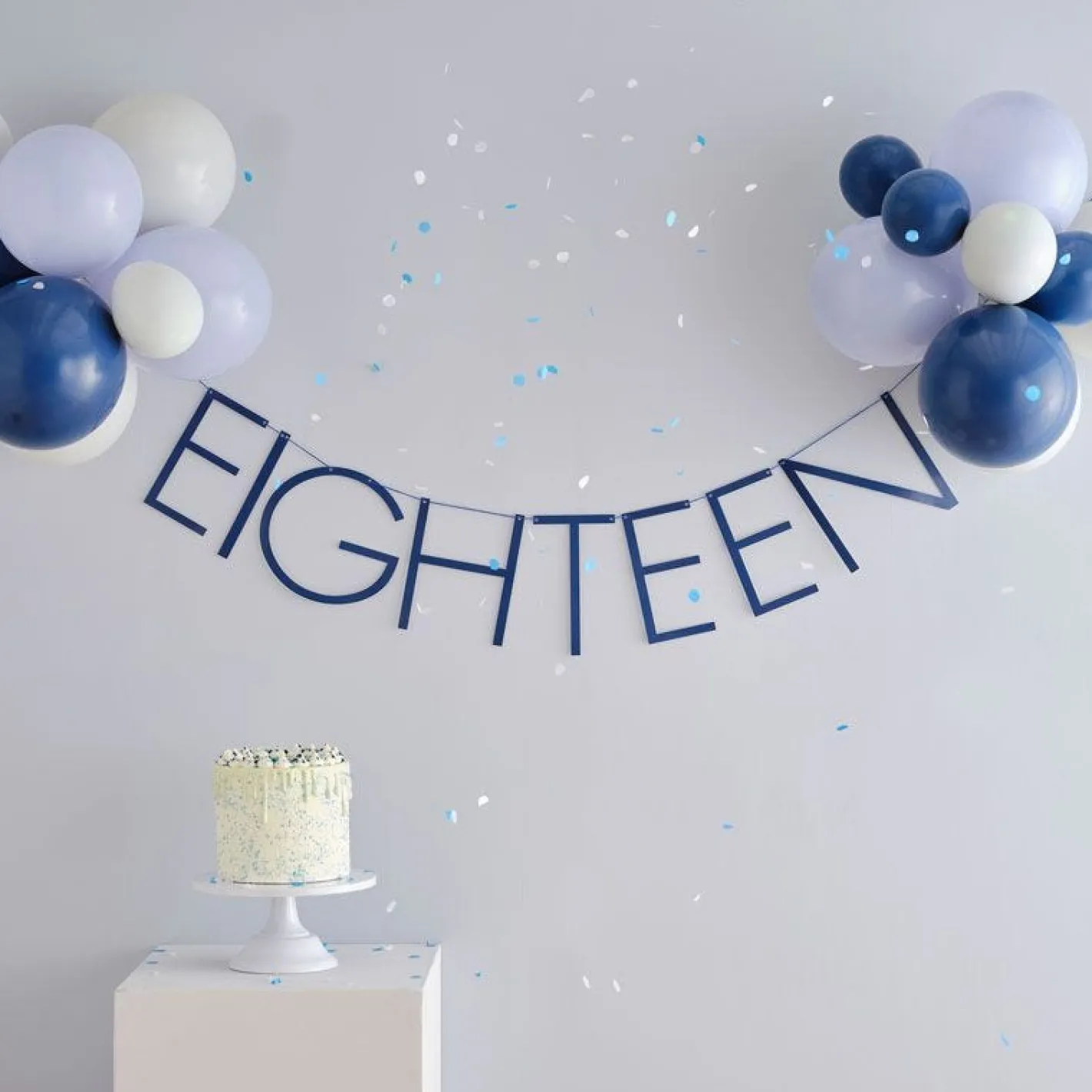 Blue Eighteen Paper Banner With Latex Balloons - 1.5M<Party Delights Best