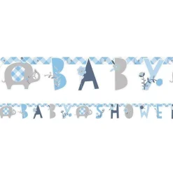 Blue Floral Elephant Baby Shower Banner - 1.6M<Party Delights Best