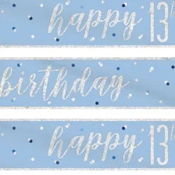 Blue 'Happy 13Th Birthday' Plastic Banner - 2.75M<Party Delights