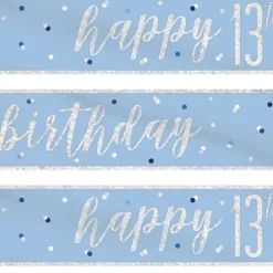 Blue 'Happy 13Th Birthday' Plastic Banner - 2.75M<Party Delights