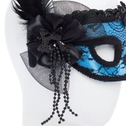 Blue Masquerade Mask With Feathers<Party Delights Sale